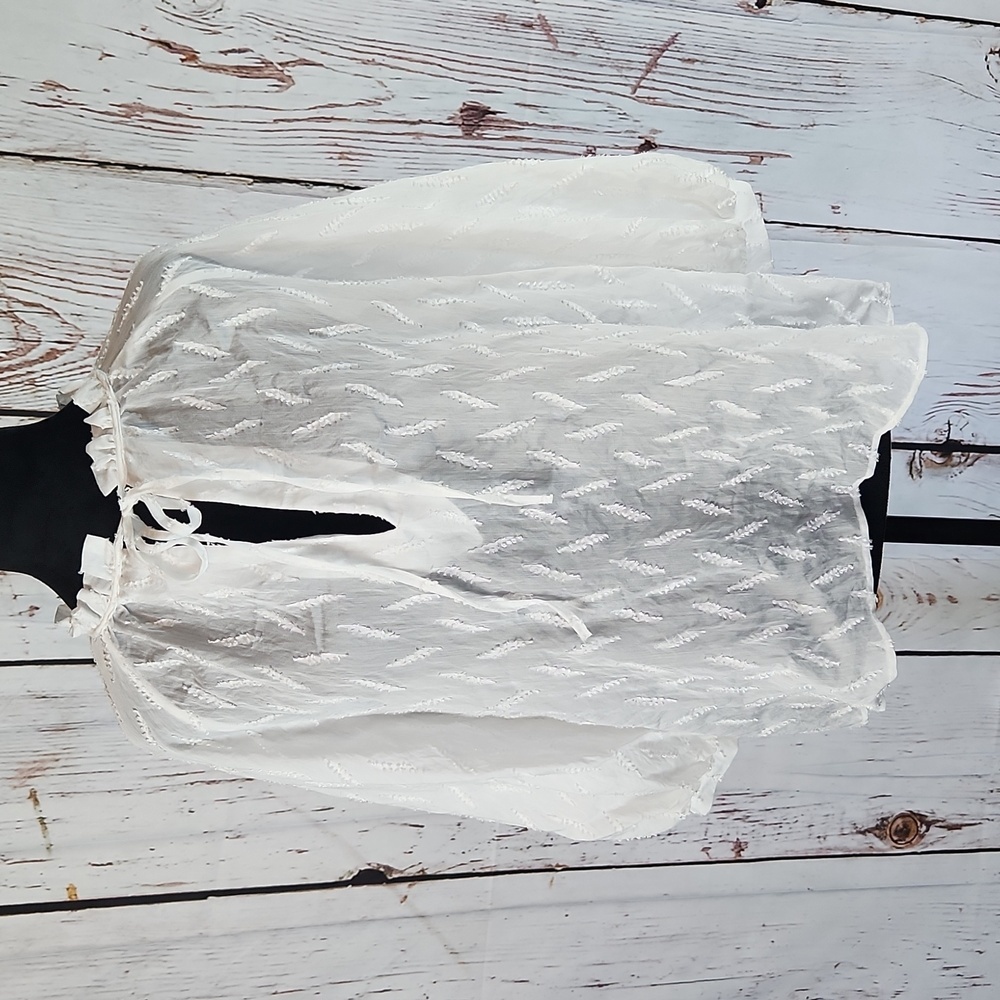 Zara White Balloon Sleeve Sheer Blouse Top XS NWT